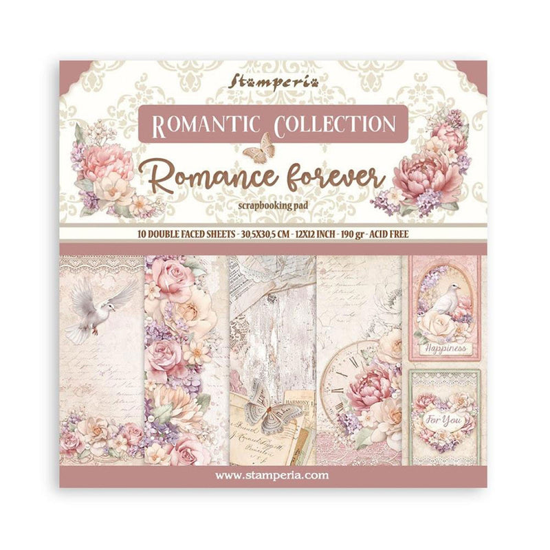 Stamperia Double-Sided Paper Pad 12"x 12" 10/Pkg - Romance Forever