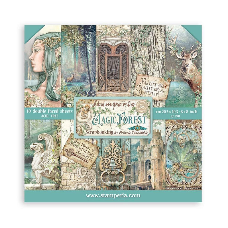 Stamperia Double-Sided Paper Pad 8"X8" 10 pack  Magic Forest, 10 Designs/1 Each