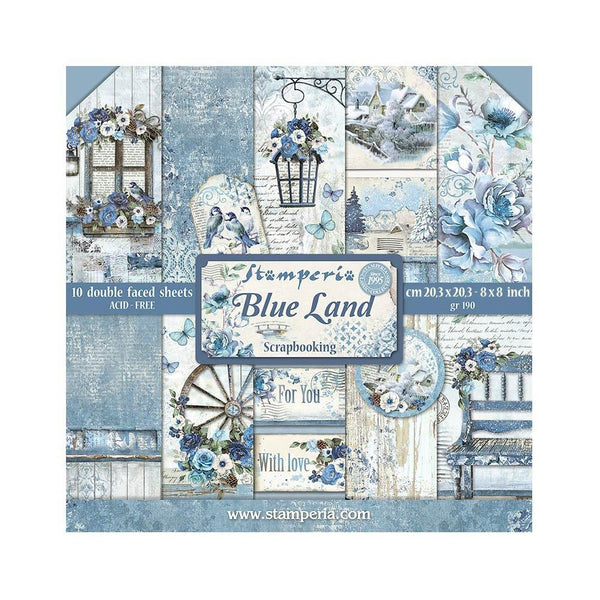 Stamperia Double-Sided Paper Pad 8"x 8" 10/Pkg - Blue Land