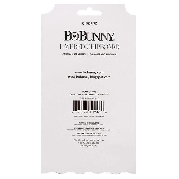 BoBunny - Count The Ways Adhesive Layered Chipboard with Pink Glitter Accents*