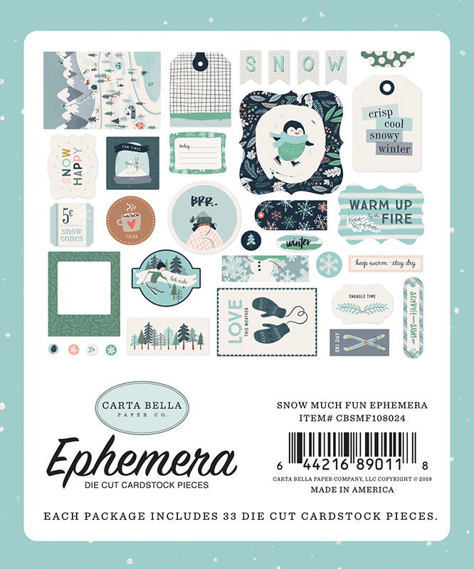 Carta Bella - Cardstock Ephemera 33 pack Icons - Snow Much Fun*