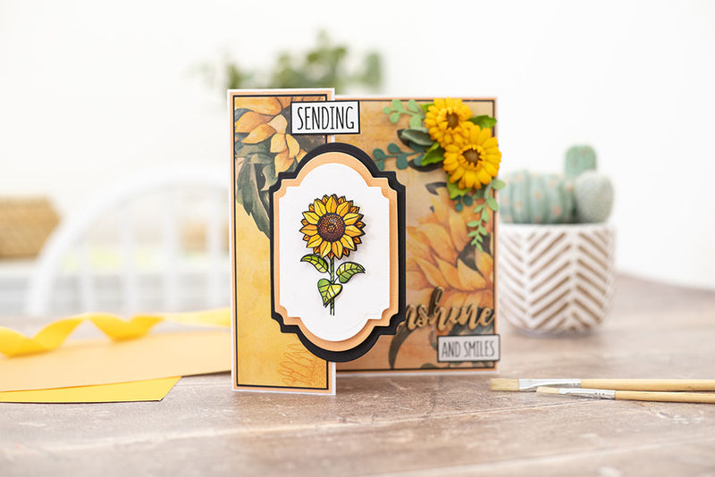 Nature's Garden Sunflower Luxury Linen Card 8.5"x 11" 24 pack*