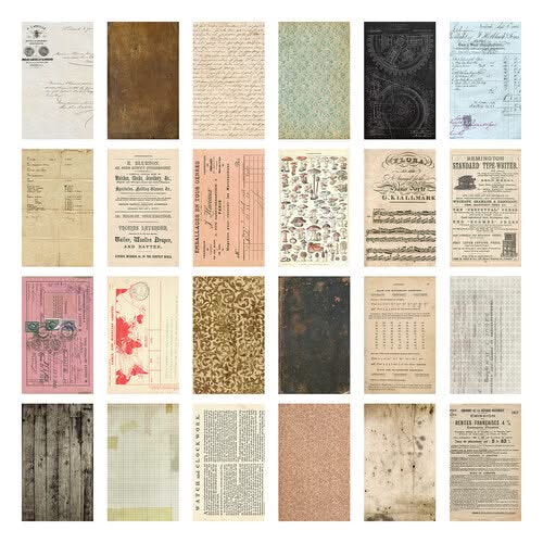 Tim Holtz Idea-Ology Backdrops Double-Sided Cardstock 6"x 10" 24 Pack - Volume