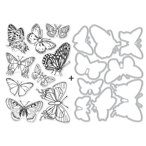 Hero Arts Clear Stamp & Die Combo - Beautiful Butterflies