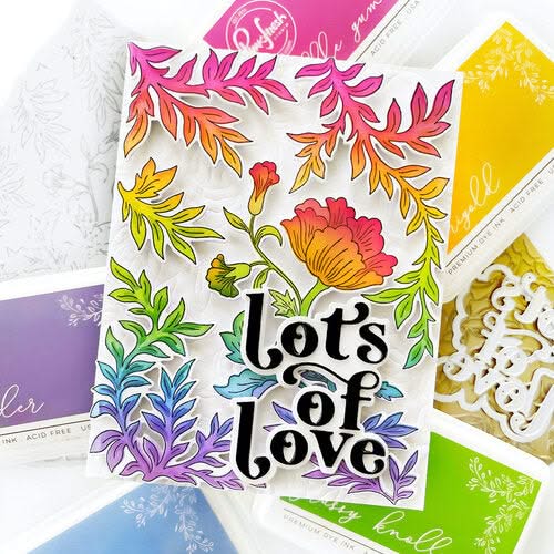 Pinkfresh Studio cling rubber background stamp Mixed Blooms*