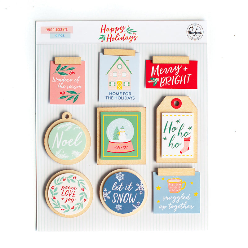 Pinkfresh Wood Accent Stickers - Happy Holidays*