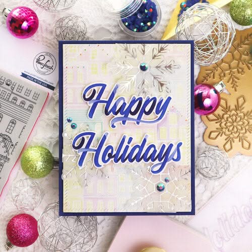 Pinkfresh Studio Stencils 6.25"X9.75" 3 pack - Brushed Sentiments Holiday Layering*