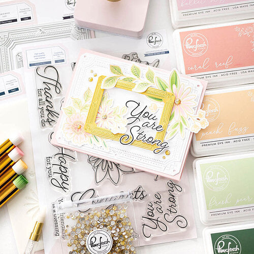 Pinkfresh Studio Stencils 4.25"X 5.25"  (10.8cm x 13.3cm)6 pack  Happy For You Layering*