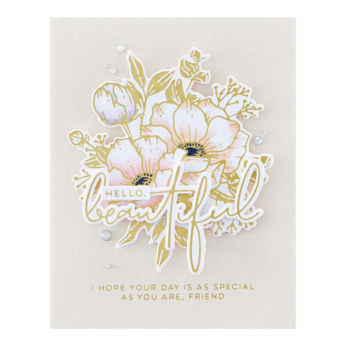 Spellbinders glimmer hot foil plate By Yana Smakula Inside Card Glimmer Sentiments