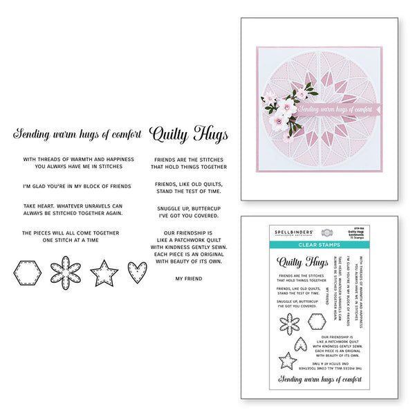 Spellbinders Clear Acrylic Stamps By Becca Feeken - Quilty Hugs Sentiments