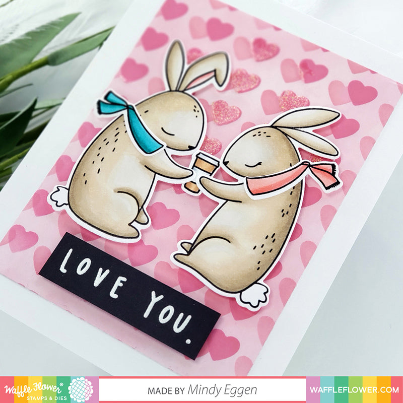 Waffle Flower Crafts Clear Stamps 4in x 6in - Love You Bunnies