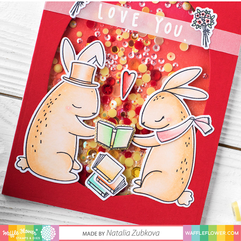 Waffle Flower Crafts Clear Stamps 4in x 6in - Love You Bunnies