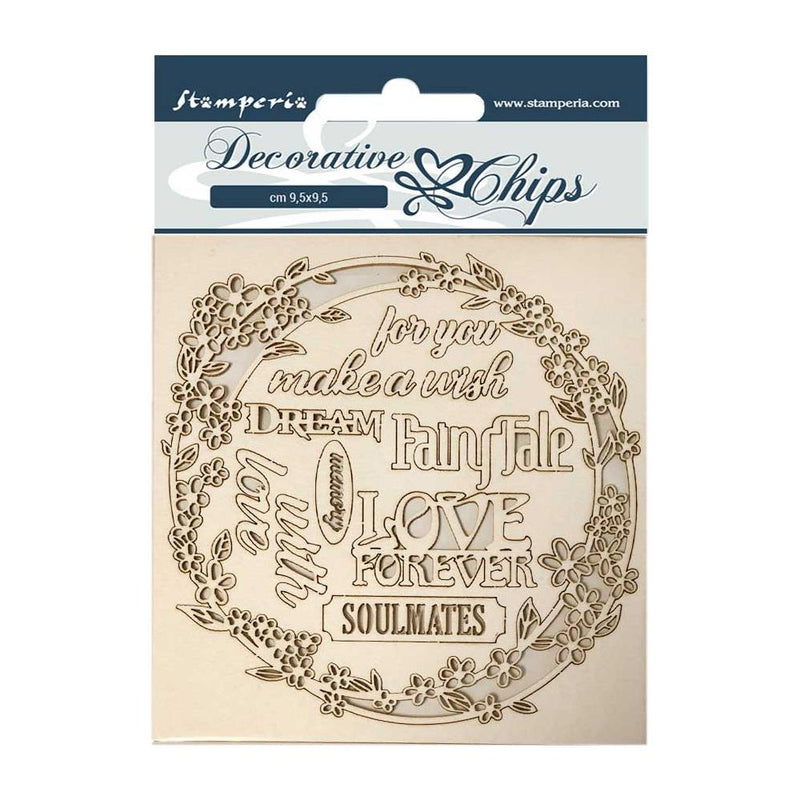 Stamperia Decorative Chips 5.5"X5.5" - Garland Love, Sleeping Beauty