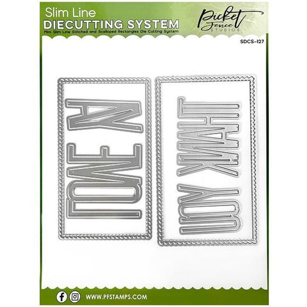 Picket Fence Studios Steel Dies - Mini Slim Line Stitched Rectangles*