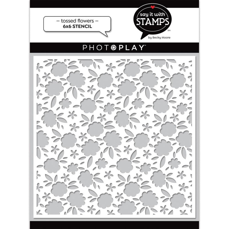 PhotoPlay Say It With Stamps Stencil 6"X6" - Tossed Flowers*