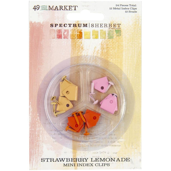 49 And Market Spectrum Sherbert Mini Metal Index Clips & Brads 24 pack - Strawberry Lemonade*