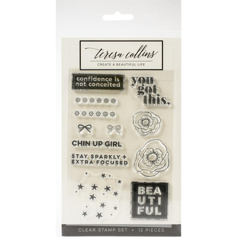 Teresa Collins Clear Stamp Set - Bold Life, Beautiful 4in x 6in*