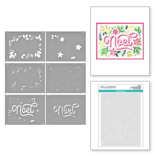 Spellbinders Stencils From The Layered Christmas Stencils Noel Foliage