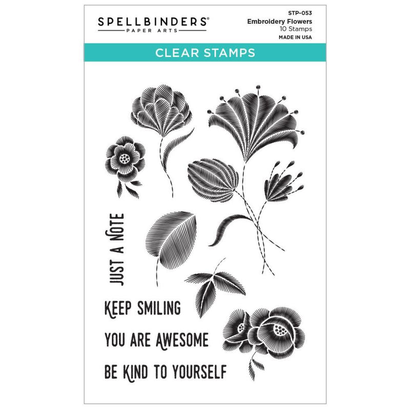 Spellbinders Clear Acrylic Stamps 4 x 6 inch - Embroidery Flowers*