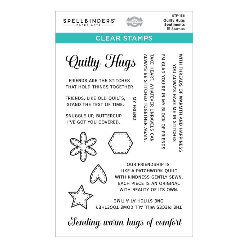 Spellbinders Clear Acrylic Stamps By Becca Feeken - Quilty Hugs Sentiments