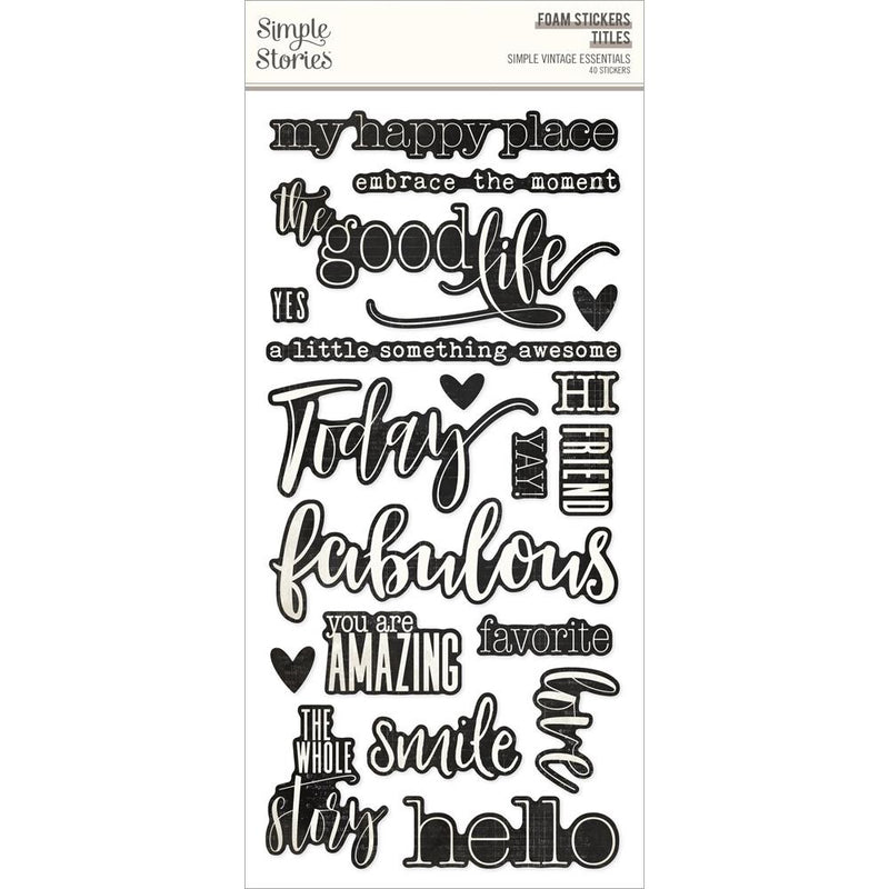 Simple Vintage Essentials Foam Stickers 40pack Titles