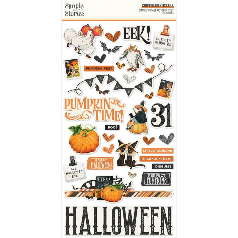 Simple Vintage October 31st - Chipboard Stickers 6"x 12"*