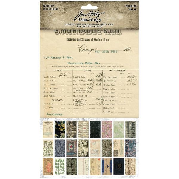 Tim Holtz Idea-Ology Backdrops Double-Sided Cardstock 6"X10" 24 pack  Volume #3