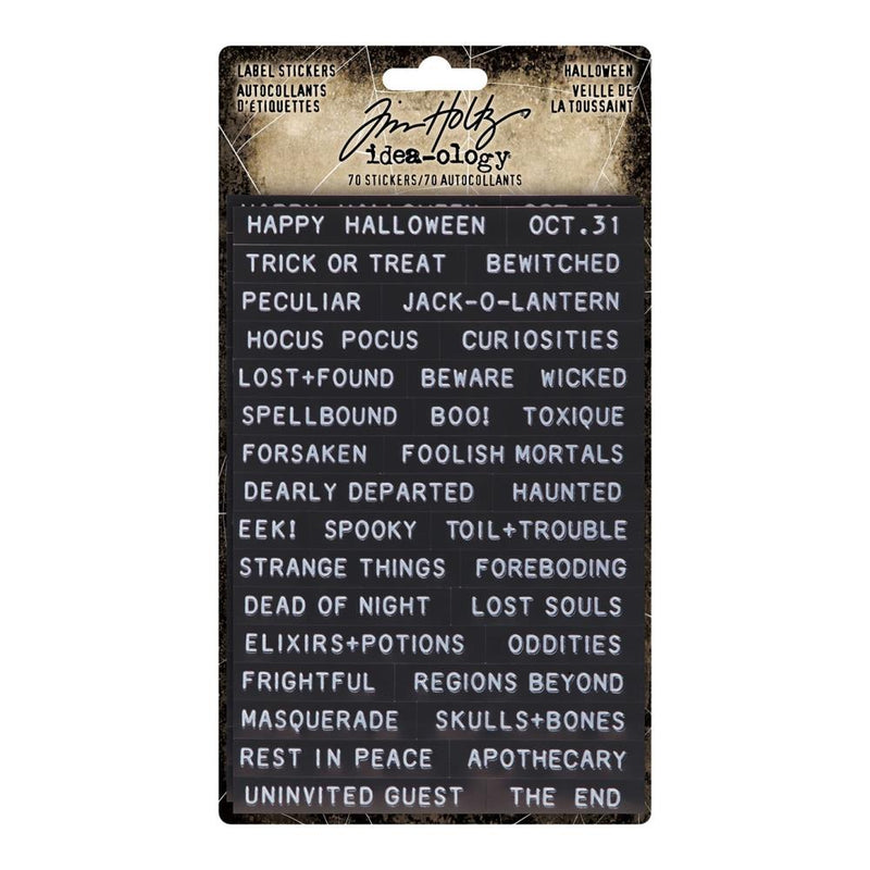 Tim Holtz Idea-Ology Sentiments Label Stickers 70 pack  - Halloween