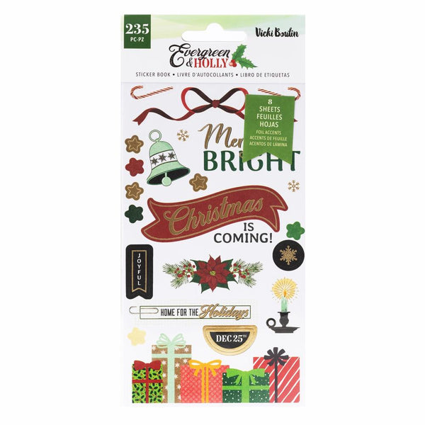 Vicki Boutin Evergreen & Holly Sticker Book with Gold Foil Accents 235 pack*