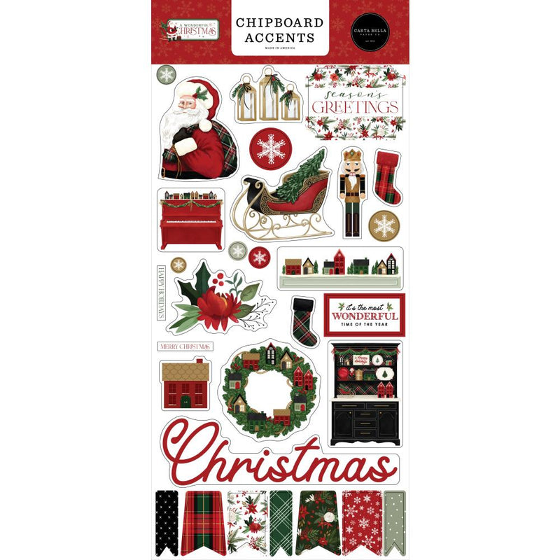 Carta Bella Chipboard 6"X13" Accents, A Wonderful Christmas*