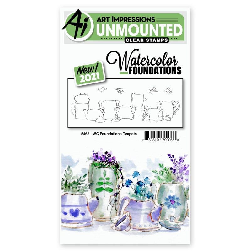 Art Impressions Watercolour Clear Stamps - Foundations Teapots*