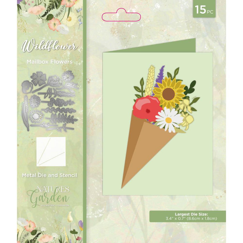 Crafter's Companion Nature's Garden Wildflower Metal Die & Stencil Set Mailbox Flowers