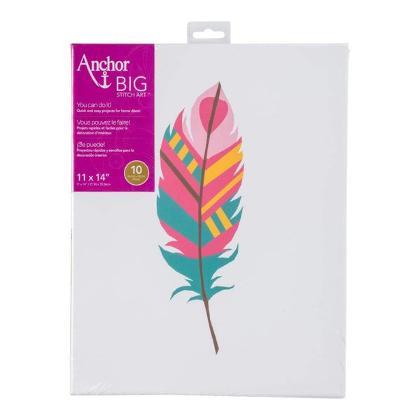 Anchor Big Stitch Art Embroidery Kit 11X14 - Feather Stamped On Stretched Canvas