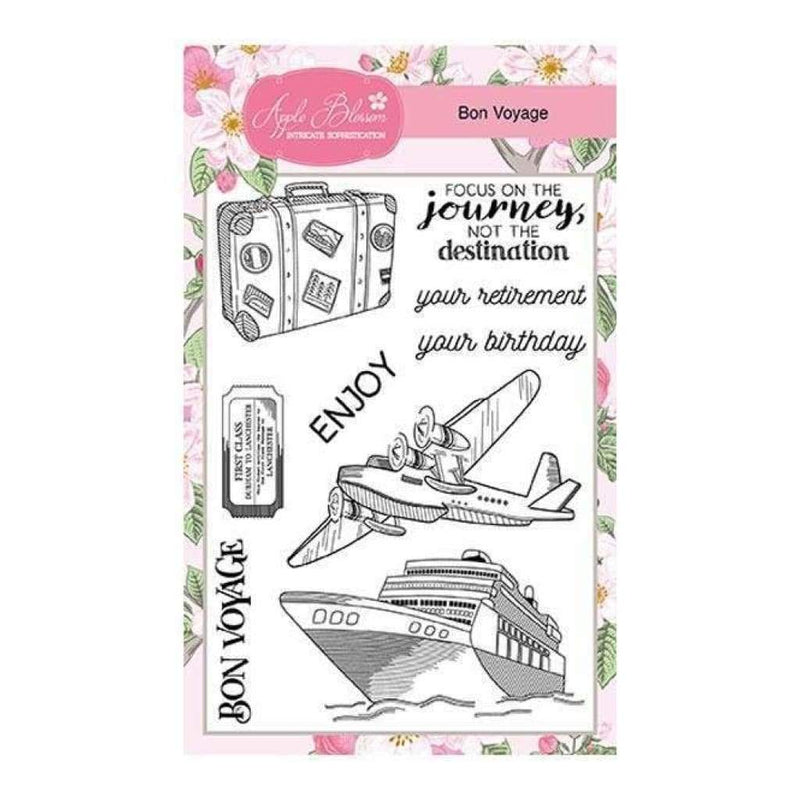 Apple Blossom A6 Stamp Set - Bon Voyage - Set of 9 Stamps