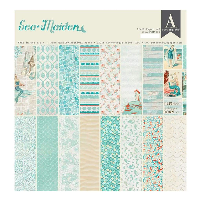 Authentique Double-Sided Cardstock Pad 12 inch X12 inch 24 pack - Sea-Maiden, 8 Designs/3 Each