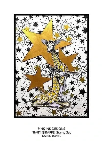 Pink Ink Designs 6"x 8" Clear Stamp Set - Baby Giraffe
