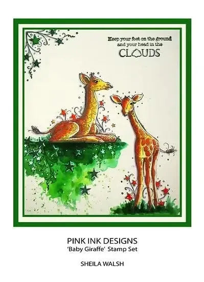 Pink Ink Designs 6"x 8" Clear Stamp Set - Baby Giraffe
