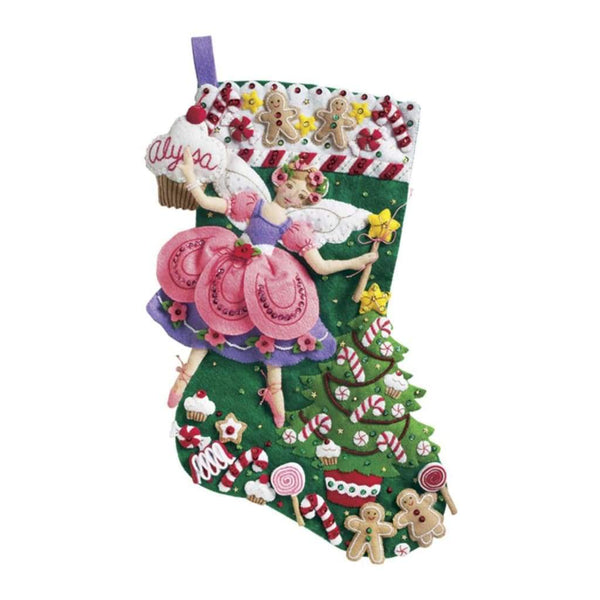 Bucilla Felt Stocking Applique Kit 18 inch Long Sugar Plum Fairy