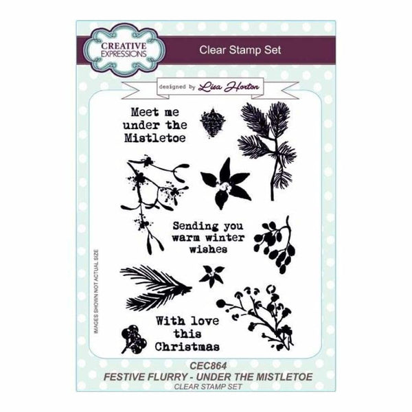 Creative Expressions Lisa Horton - Festive Flurry Under the Mistletoe A5 Clear Stamp Set