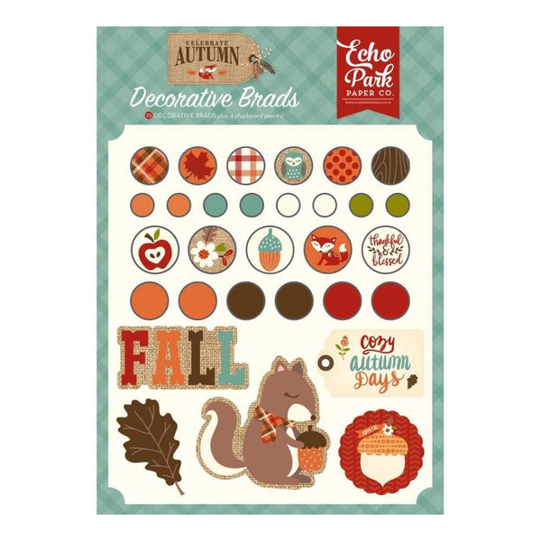 Echo Park Co - Decorative Brads - Celebrate Autumn 30 pack