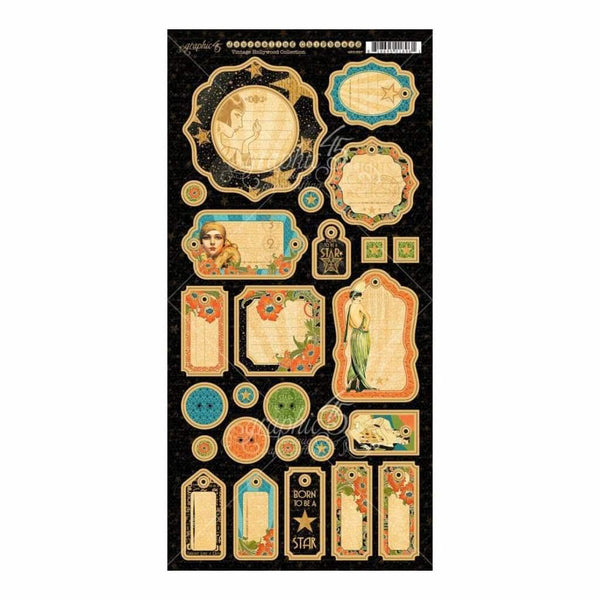 Graphic 45 - Vintage Hollywood Chipboard Die-Cuts 6 inch X12 inch Sheet Journaling