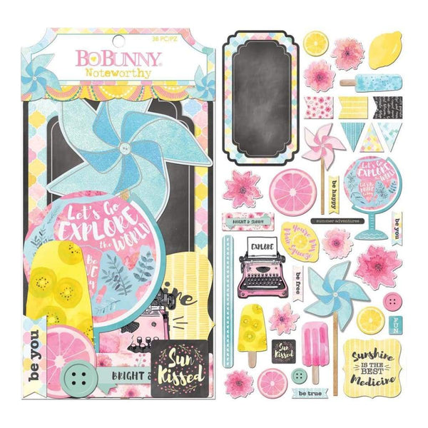 Bo Bunny Summer Mood Noteworthy Die-Cuts 38 pack