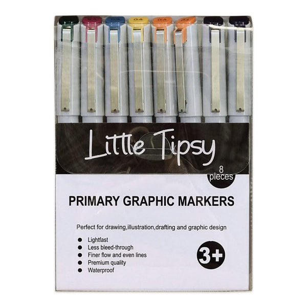 Little Tipsy - Graphic Markers - Primary Colours - 8 piece set