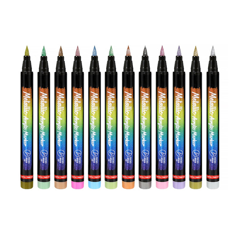 Poppy Crafts Acrylic Paint Markers - Metallic 12 Pack