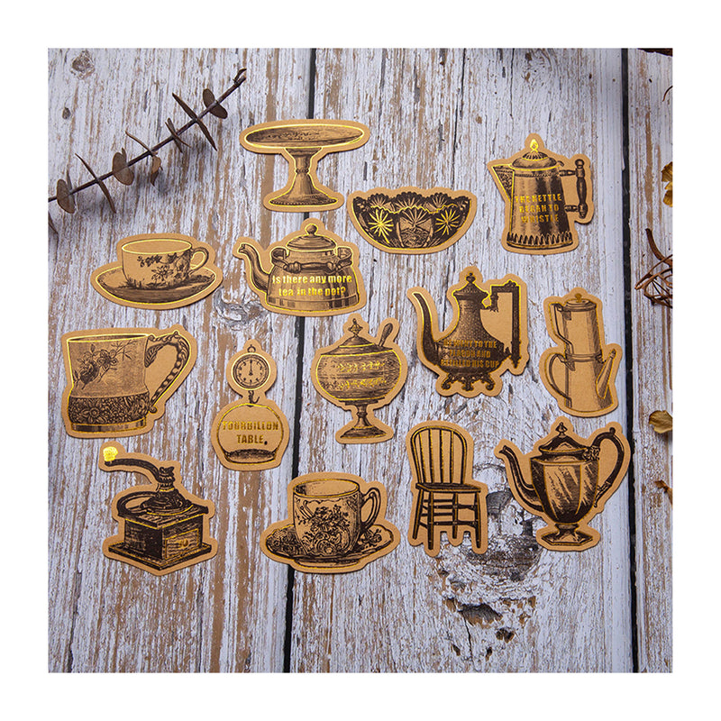 Poppy Crafts Fate Symphony Gold Foil Sticker collection - Vintage Tea