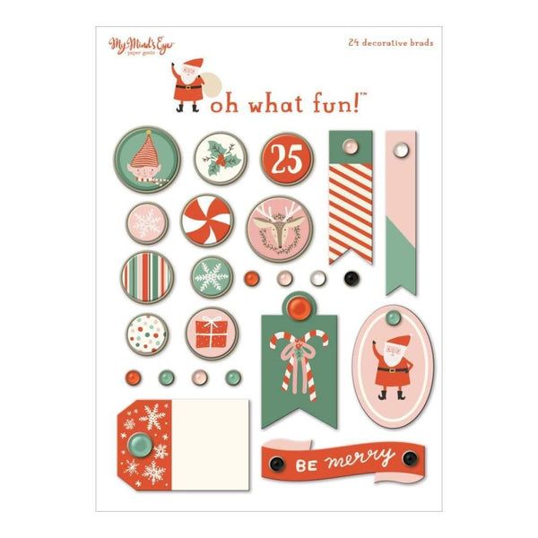 My Minds Eye - Oh What Fun Decorative Brads 24 pack Oh What Fun