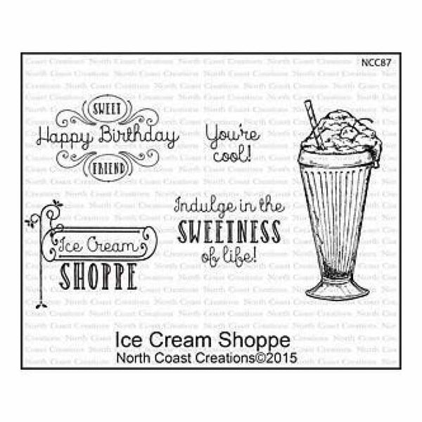 North Coast Creations Cling Rubber Stamp 5 Inch X6.75 Inch  Ice Cream Shoppe