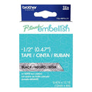 P-Touch Embellish Black Print Pattern Tape Silver Lace
