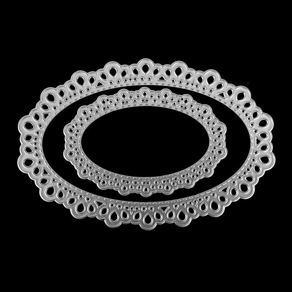 Poppy Crafts Dies - Lace Oval Nested Die Design - 2 Nested Dies