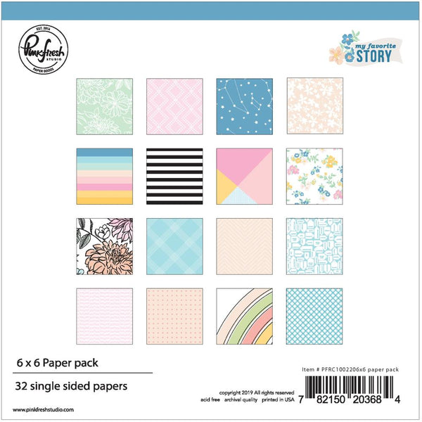 Pinkfresh Studio Single-Sided Paper Pack 6in x 6in 32 pack - My Favorite Story, 16 Designs/2 Each*